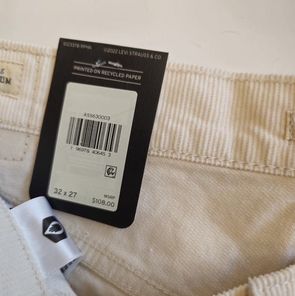 NWT Levi's Premium Middy Ankle Bootcut Corduroy Pants Cream Size 32 x 27 - Picture 9 of 15
